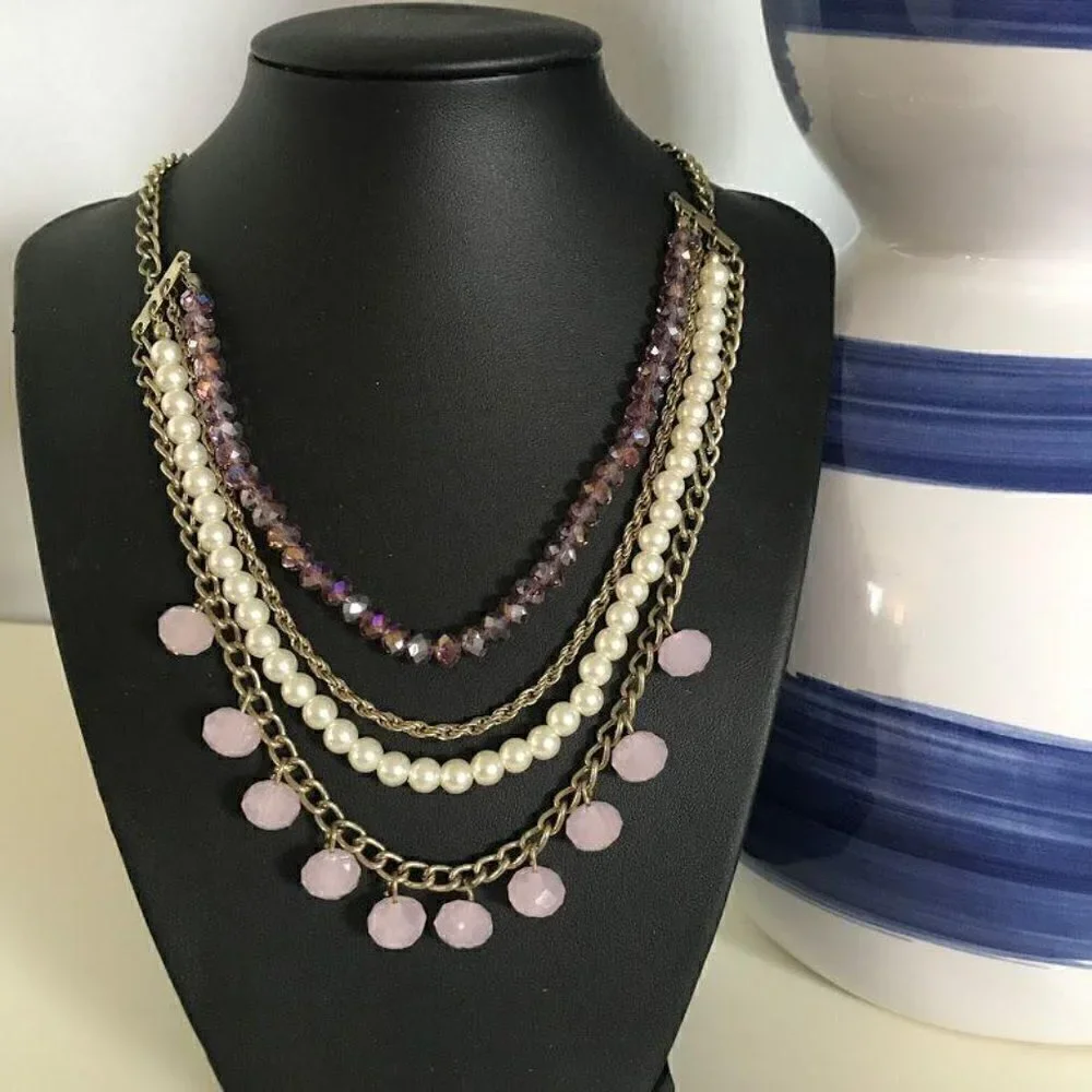 Francesca's Collection Pink Multi-Strand Necklace